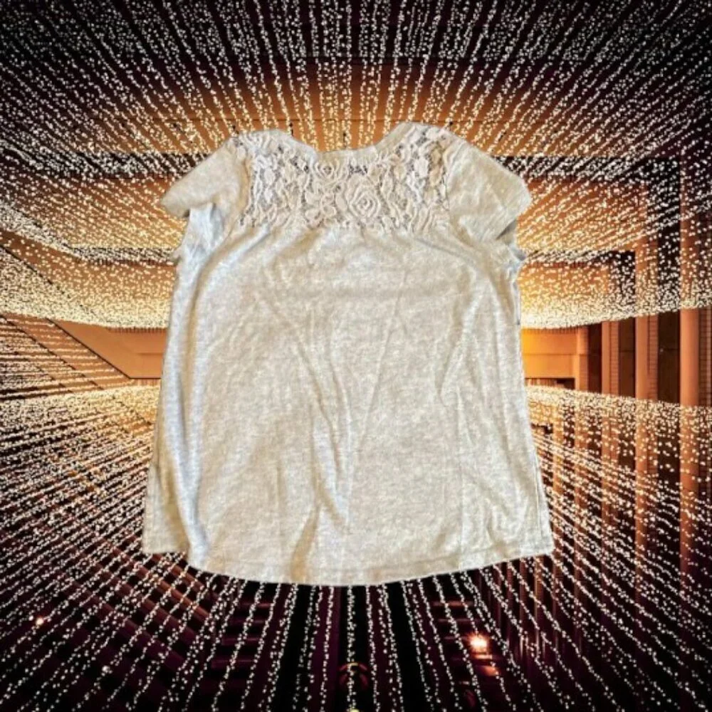 Justice Graphic Tee Lace Appliqué Hi-Low Lace Top